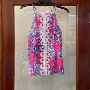 Lilly Pulitzer Shift Top - Size 6 - Color Pink with Blue pattern
